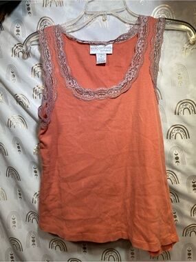 Chadwicks Coral Lace-Trim Tank